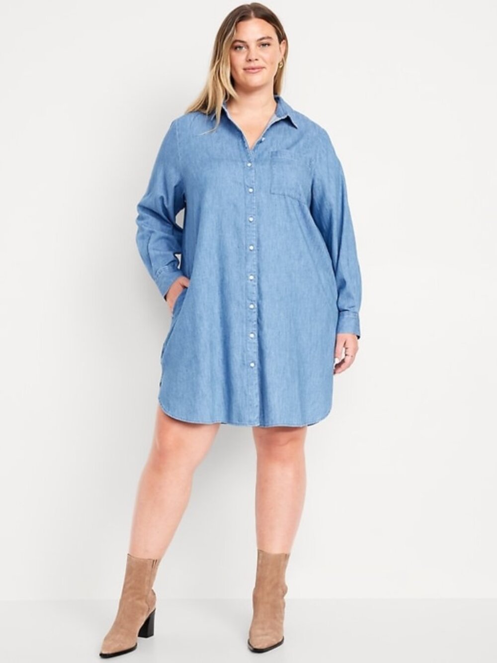 OLD NAVY plus jean mini shirt dress in medium wash (4X)